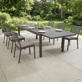 DEXTER - set tavolo in alluminio cm 160/240 x 90 x 75 h con 6 sedie Dexter