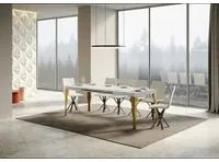 Tavolo allungabile 90x130/234 cm Paxon telaio Oro - Bianco Frassino