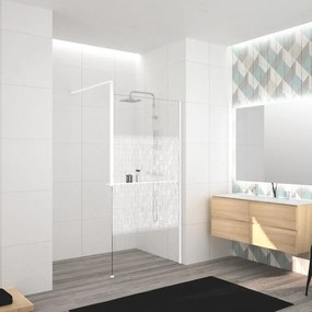 Box doccia walk-in Elidesign, vetro serigrafato 8 mm, L max 160 cm x H 200 cm, profilo bianco