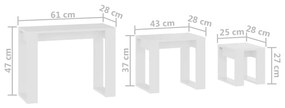 Tavolini Impilabili 3 pz Bianchi in Legno Multistrato