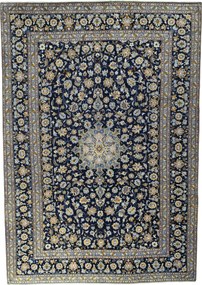 Kashan Tappeto 410x290 Blu (Iran) Annodato A Mano