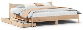 Giroletto Con Cassetti 180x200 Cm İn Legno Massello Di Pino /