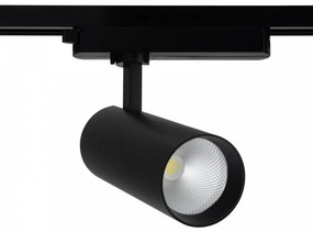 Faro LED 30W Monofase Nero, 38°/60°, 130lm/W, CRI92, no Flickering Colore  Bianco Naturale 4.000K