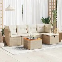 Set Divano da Giardino 6 pz con Cuscini Beige in Polyrattan 3325754