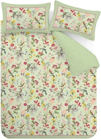 Set copripiumino e federa verde per letto matrimoniale/per letto esteso 3 pezzi 230x220 cm Birds In Bloom – RHS