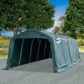 Tendone Bestiame Rimovibile PVC 550 g/m² 3,3x8 m Verde Scuro