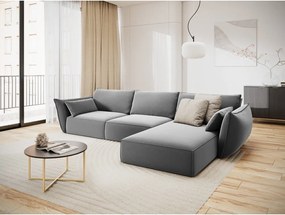 Divano angolare grigio chiaro (con penisola a destra/con chaise lounge) con rivestimento in velluto Vanda – Mazzini Sofas