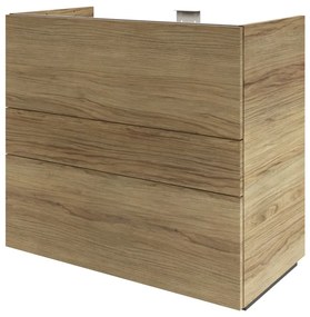 Mobile da bagno a terra L 90 x H 84 x P 48 cm rovere miele, 3 cassetti Apertura push-pull SENSEA Neo Line, Maniglie acquistabili separatamente