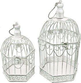 SEBATIEN - set di 2 gabbie esagonali stile provenzale in ferro verniciato