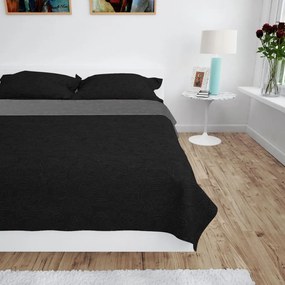 Copriletto Double-face Trapuntato 220x240 Cm Grigio E Nero /