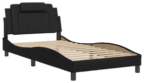 Giroletto con testiera nero 100x200 cm in similpelle