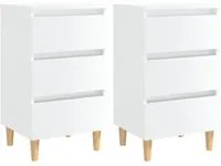 Comodini con Gambe in Legno 2 pz Bianco Lucido 40x35x69 cm cod mxl 31293