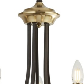 Lampadario Contemporaneo Campanile Acciaio Bronzo Marrone 5 Luci E14