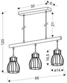 Lampadario su corda BERNITA 3xE27/60W/230V