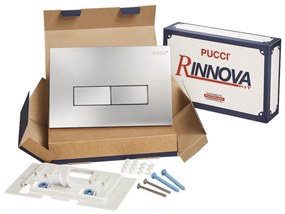 Kit Placca Di Azionamento Doppio Pulsante Spessore 10 mm Pucciplast "Eco Rinnova" Cromo Lucido