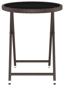 Set Bistrot Giardino 5 pz Polyrattan e Vetro Temperato Marrone