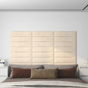 Pannelli Murali 12 Pz Crema 60x15 Cm Velluto 1,08 M² /
