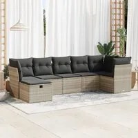 Set Divani da Giardino 7pz con Cuscini Grigio Chiaro Polyrattan 3325308