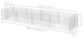 Gabbione Letto Rialzato da Giardino in Acciaio 360x90x50 cm