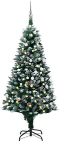 Albero di Natale Preilluminato con Palline e Pigne 180 cm
