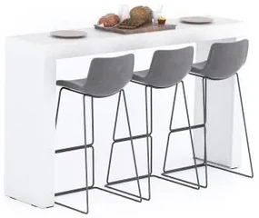 Tavolo Alto Evolution 180x40, Bianco Frassino con Due Gambe