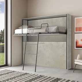 Letto a castello a scomparsa orizzontale NABOR Grigio 200x39xh191 cm