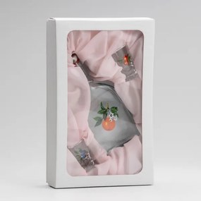 Set 1x bottiglia di vetro e 2x bicchiere per shot limpido con motivo di albicocca