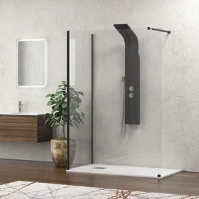Kamalu - Doccia walk in 80x150 angolare profilo nero | KW4000B