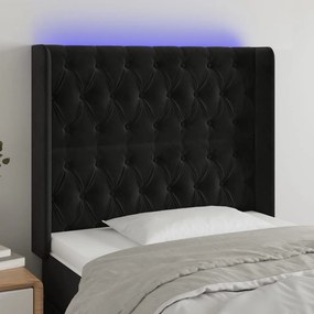 Testiera A Led Nero 93x16x118/128 Cm İn Velluto /