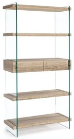 Libreria In Vetro 2 Cassetti 4 Mensole In Legno Rovere Line Kenya Bizzotto 90x39x180