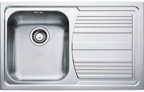 Lavello integrato 1 vasca con gocciolatoio a destra FRANKE Logica Line inox L 50 x L 79 cm argento