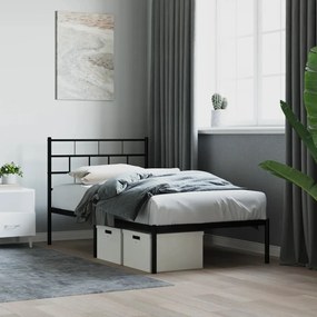 Giroletto Con Testiera İn Metallo Nero 90x200 Cm /