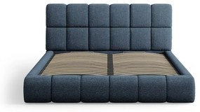 Letto matrimoniale imbottito blu scuro con contenitore con griglia 200x200 cm Bellis - Micadoni Home