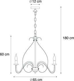 Lampadario intelligente ruggine marrone 8 luci incl. Wifi B35 - Giuseppe