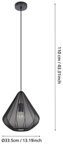 Eglo 43994 - Lampadario a sospensione con filo 1xE27/40W/230V diametro 33,5 cm nero