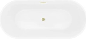 Mexen Yara vasca da bagno autoportante scanalata 170 x 75 cm, bianca, troppo pieno oro spazzolato - 52861707500-55