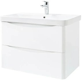 Mobile bagno sospeso 80 cm bianco lucido con specchio reversibile Zen