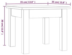 Tavolino da Salotto Nero 35x35x30 cm Legno Massello di Pino