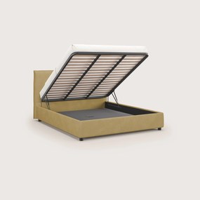 Nina letto contenitore dal design minimal in microfibra effetto pelle smacchiabile giallo