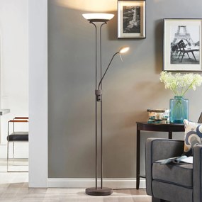 Lampada da terra con luce lettura Yveta Lindby, dimmerabile, Marrone / Ruggine, Soggiorno / Sala da pranzo, Metallo, Campagna / Rustiche, Lampada LED da terra