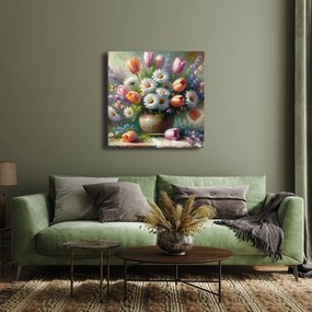Quadro su tela – Fiori colorati in vaso