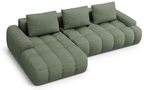 Divano angolare verde allungabile/con contenitore (con penisola a sinistra/con chaise lounge) Linz – Cosmopolitan Design