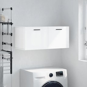 Mobile a parete bianco lucido 80x36,5x35 cm legno multistrato