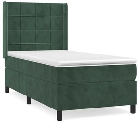 Giroletto a molle con materasso verde scuro 90x190 cm velluto