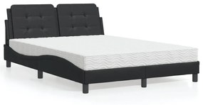Letto Con Materasso Nero 140x200 Cm İn Similpelle /
