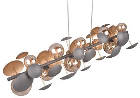 Lampada a sospensione con paralume in vetro grigio-oro Bubble - Trio Select