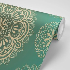 Carta da parati – Mandala su sfondo turchese