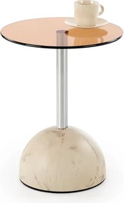 Tavolino Ariana in vetro effetto marmo beige e metallo bruno – Ø40x51 cm