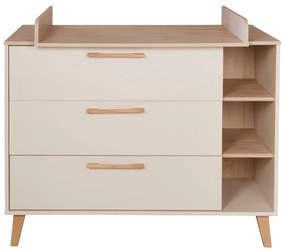 Cassettiera per bambini color crema/di colore naturale con effetto rovere con fasciatoio 117x103x78 cm Jil – Roba