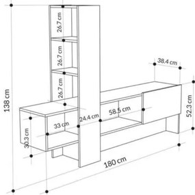 Mobile porta TV 180 cm rovere e antracite con libreria Troya